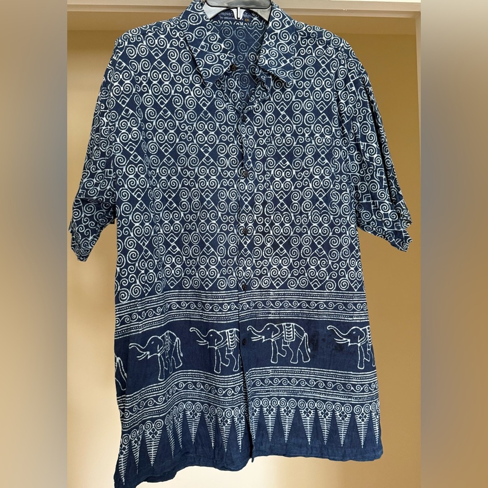 Men's Blue Elephant Print Shirt